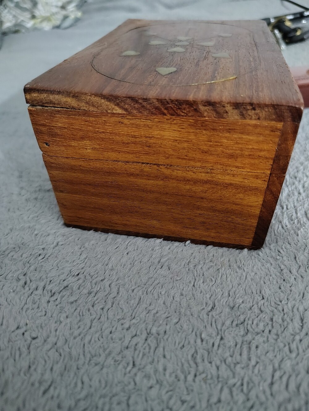 Wooden Jewelry Box with Brass Inlay - Brown - Picture 5 of 8